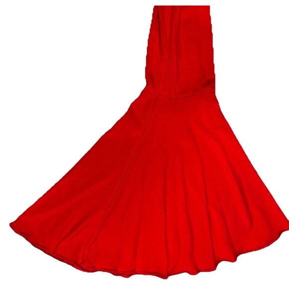 Newbury Kustom Red Cropped Top Size Small Style NKT552302 USA made Bell Sleeves - Picture 4 of 4